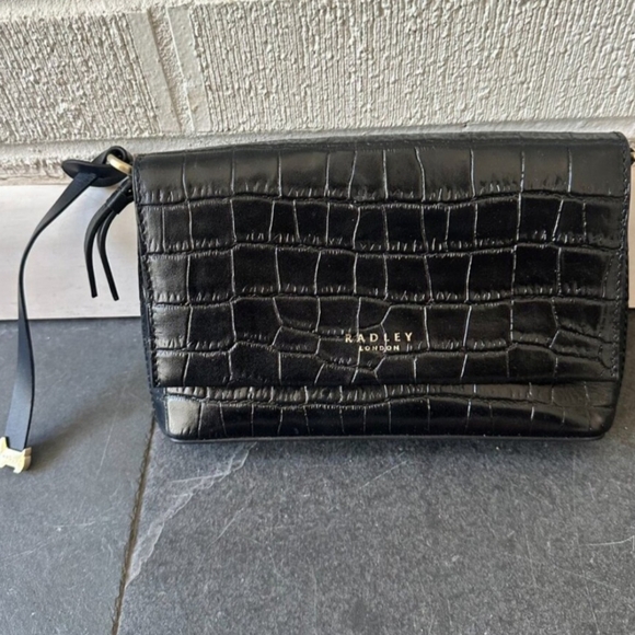 Radley Black Croc Embossed Clutch EUC - Picture 4 of 10